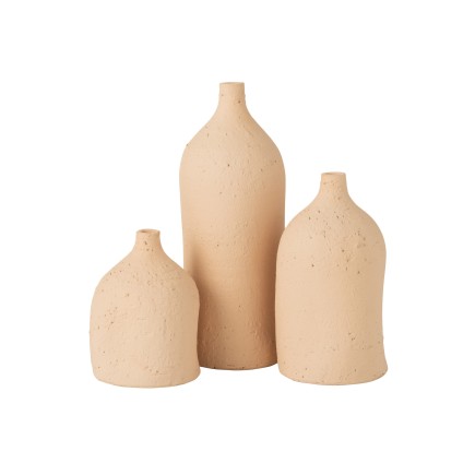Vase col bouteille en céramique beige 14x14x40 cm