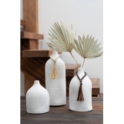 Vase col bouteille en céramique blanc 16x16x28 cm