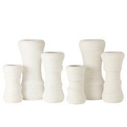 Set de 2 vases en céramique blanc 17x17x30 cm