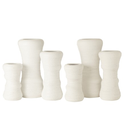 Set de 2 vases en céramique blanc 17x17x30 cm