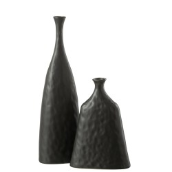 Vase haut col bouteille en céramique noir 15x9x50 cm