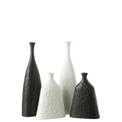 Vase haut col bouteille en céramique noir 15x9x50 cm