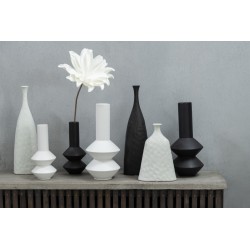 Vase haut col bouteille en céramique noir 15x9x50 cm