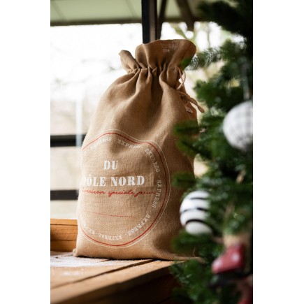2 bolsas de Navidad de yute natural con inscripción H28cm
