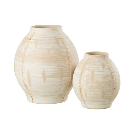 Vase rond en céramique beige 25x25x29 cm