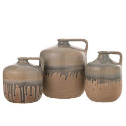 Brocca in ceramica beige con manico 16x21x21 cm
