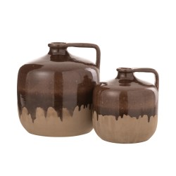 Brocca in ceramica marrone con manico 17x19,5x19,5 cm