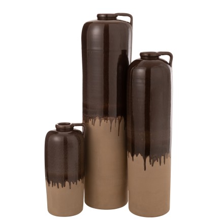 Vase avec anse en céramique marron 17x17x38 cm