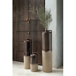 Vase avec anse en céramique marron 17x17x38 cm