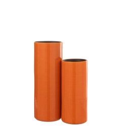 Vase haut en céramique orange 18x18x47 cm