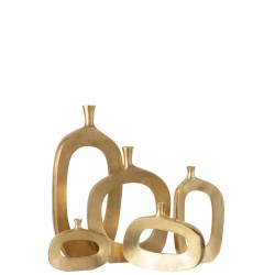 Vase ovale troué en métal doré 24x6x46 cm