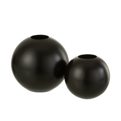 Vase boule en métal noir 15x15x14 cm