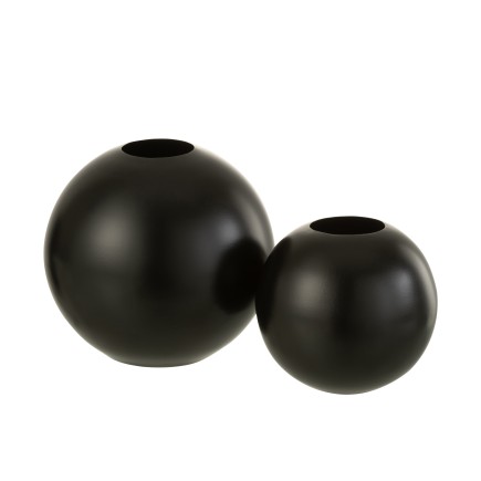 Vase boule en métal noir 15x15x14 cm