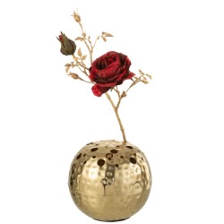 Vase boule avec trous en métal doré 15x15x9 cm
