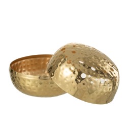 Vase boule avec trous en métal doré 23x23x9 cm
