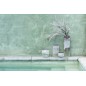 Portavelas de vidrio gris 12.5x12.5x15 cm