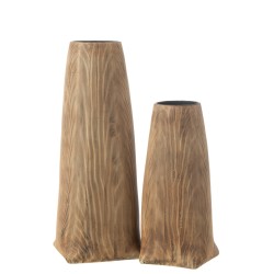 Vase haut en céramique marron 12x12x29 cm