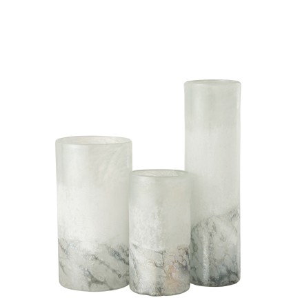 Vase cylindrique en verre blanc 11x11x40 cm