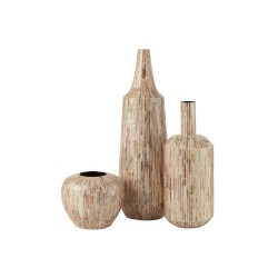 Vase bouteille mosaïque en papier beige 20x20x52 cm
