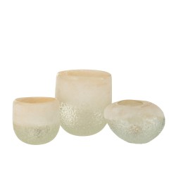 Vase boule en verre beige 13x13x10 cm
