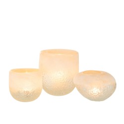 Vase boule en verre beige 13x13x10 cm