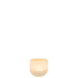 Photophore en verre beige 10.5x10.5x9.5 cm
