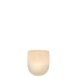 Photophore en verre beige 13.5x13.5x14 cm