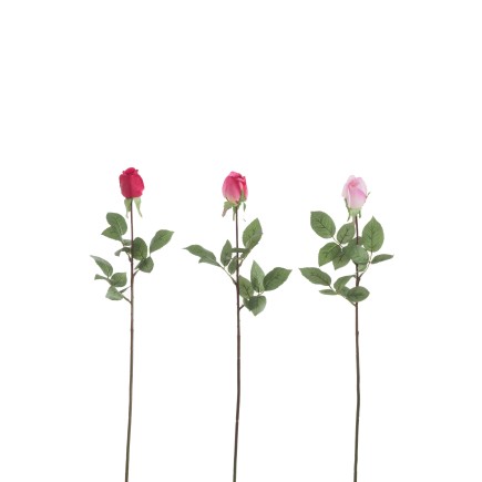 Conjunto de 3 rosas artificiales cerradas de plástico Fucsia 10x10x74 cm