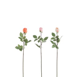 Set de 3 Roses artificielles fermées en plastique orange 12.5x12.5x74 cm