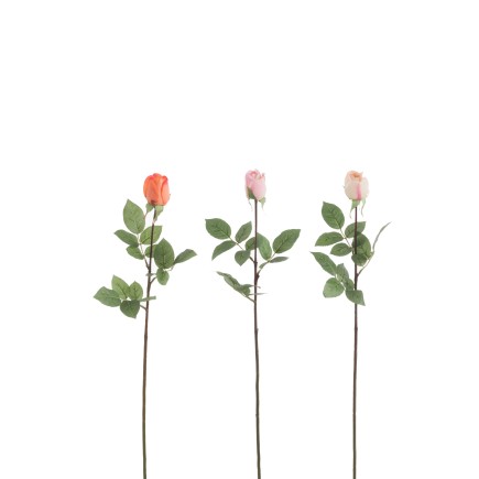 Set de 3 Roses artificielles fermées en plastique orange 12.5x12.5x74 cm