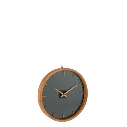 Reloj mural redondo madera/cristal marrón/negro 40 cm