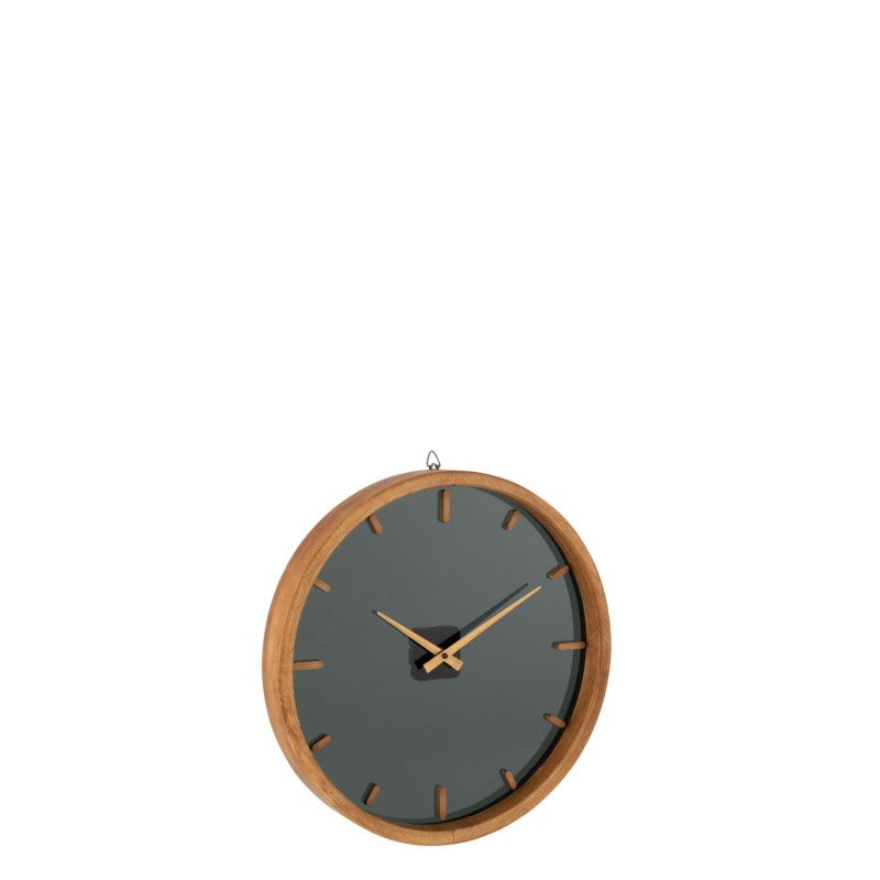 Reloj mural redondo madera/cristal marrón/negro 40 cm