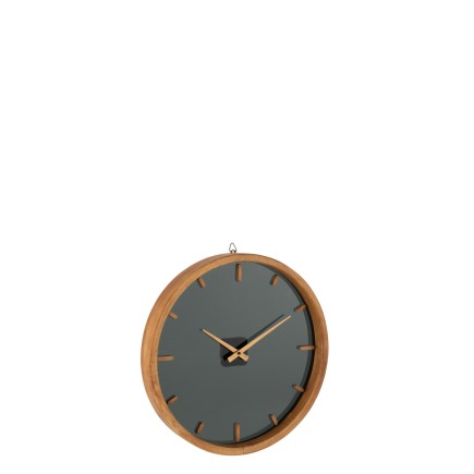 Horloge murale ronde en bois marron 40x40x5 cm
