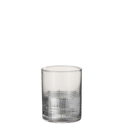 VERRE GRILLAGE CYLINDRIQUE VERRE ARGENT/TRANSPARENT