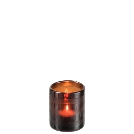 Photophore en verre marron 8x8x9 cm