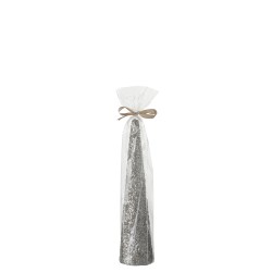 BOUGIE CONIQUE PAILLETTES CIRE CHAMPAGNE LARGE-10H