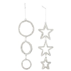 Set de 2 suspensions de Noël en verre argent 23x9.5x3 cm