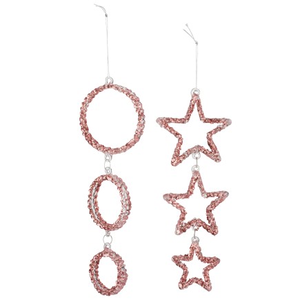 Set de 2 suspensions de Noël en verre cuivre 7x7x7 cm