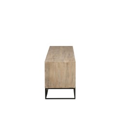 Meuble tv 3 portes coulissantes en bois naturel 150x40x50.5 cm