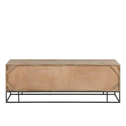 Meuble tv 3 portes coulissantes en bois naturel 150x40x50.5 cm