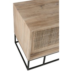 Meuble tv 3 portes coulissantes en bois naturel 150x40x50.5 cm