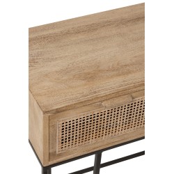 Console avec tiroirs en bois et métal noir 120x42x80 cm