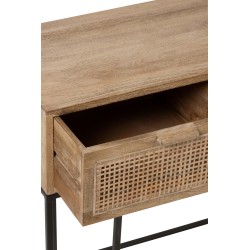 Console avec tiroirs en bois et métal noir 120x42x80 cm