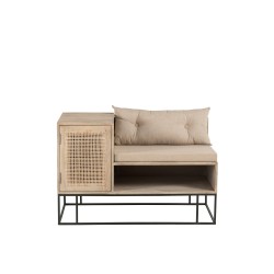 Banc d’entrée en Bois et métal Noir et Naturel 100x50x65cm