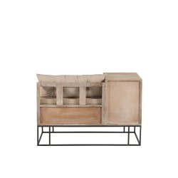 Banc d’entrée en Bois et métal Noir et Naturel 100x50x65cm