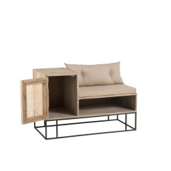 Banc d’entrée en Bois et métal Noir et Naturel 100x50x65cm