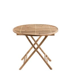 Mesa redonda plegable de bambú natural 90x90x76 cm