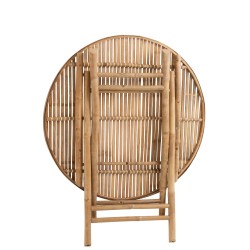 Mesa redonda plegable de bambú natural 90x90x76 cm