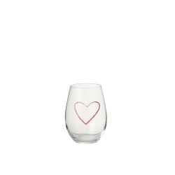 VERRE COEUR ROND VERRE TRANSPARENT/ROSE