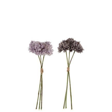 Set de 2 Bouquet de chrysanthème mini en plastique mauve 26x17x7 cm